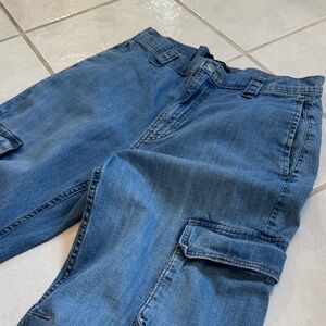 Banana Republic Denim Cargo Pants with Adjustable Hem.